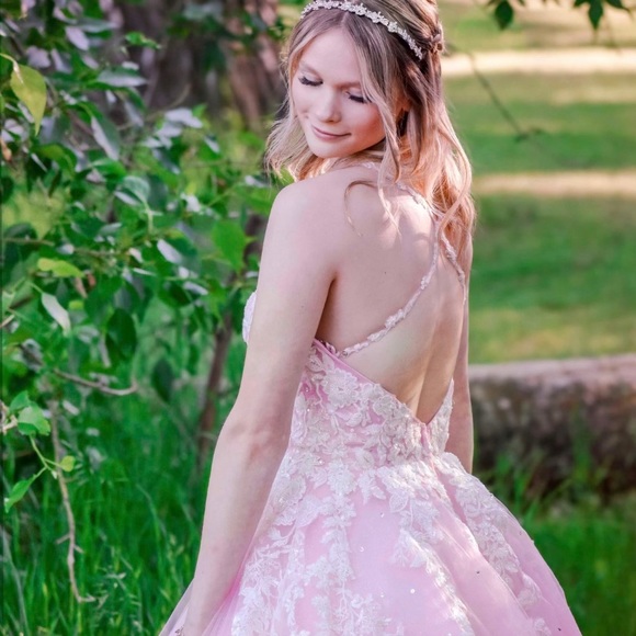MoriLee Madeline Gardner pink prom dress, only worn once for my grad & photos - Picture 5 of 7